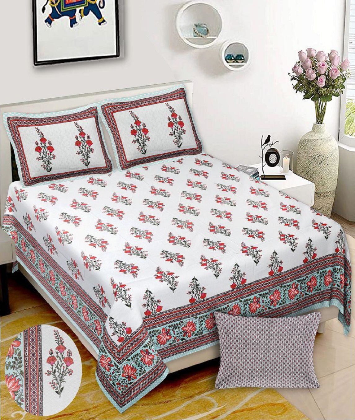 Jumbo size bedsheets with 2 pillow covers